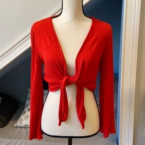 Cropped red tie top